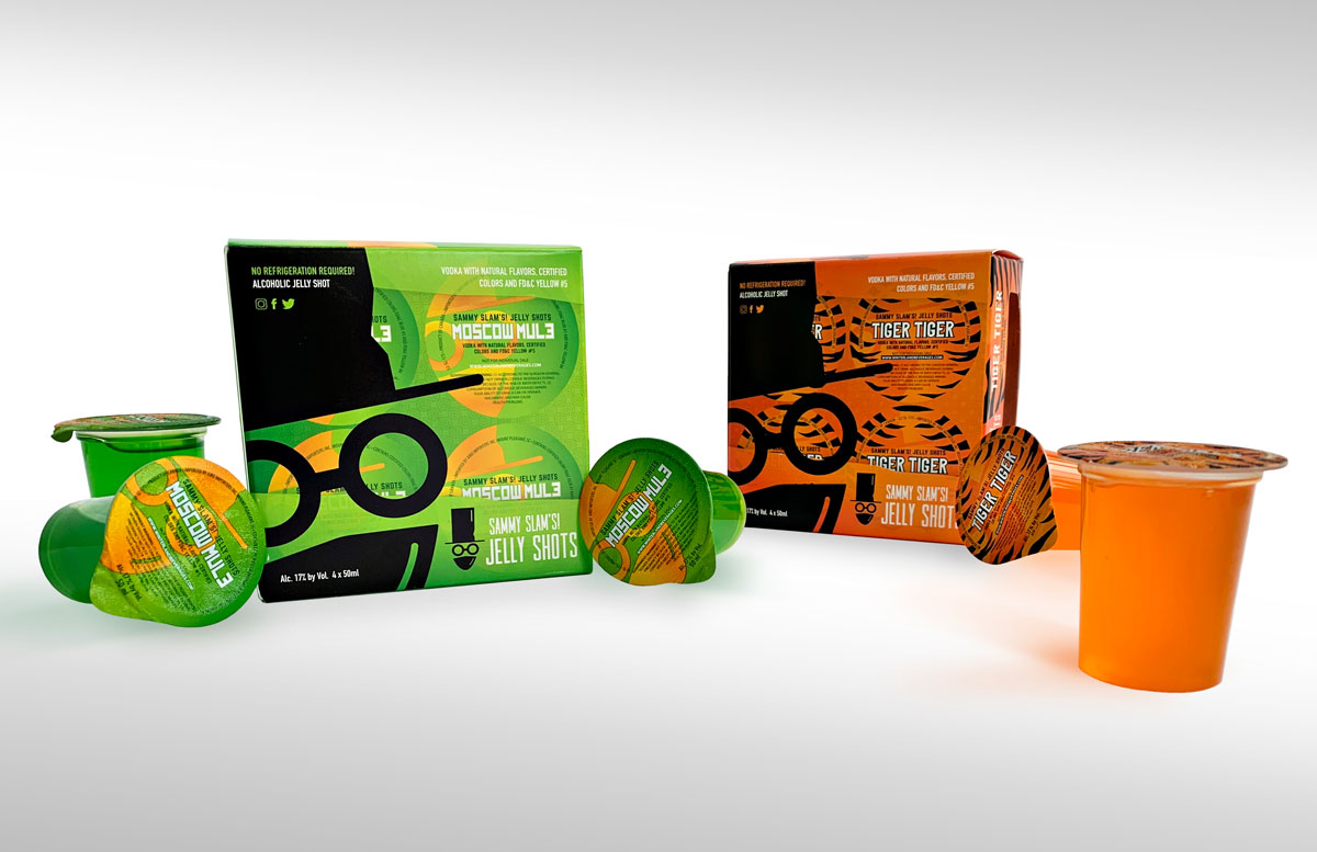 Dr. Sammy Slam's Jelly Shots packaging and design by Matt Rock c/o Winterland Beverages